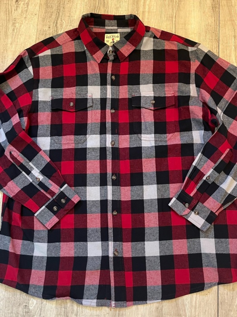 Men's RedHead Red & Black Plaid Button-Up Flannel Shirt 100% Cotton 2X NWOT
